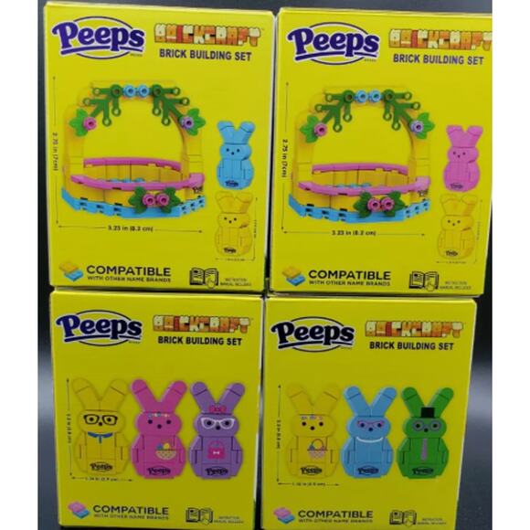 Set Of 4 Brickcraft‎ Peeps Brick Building Set Lot 2025 Bunnies Easter Basket NEW - Picture 2 of 6